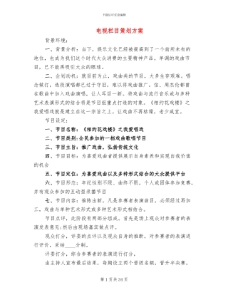 电视栏目策划方案
