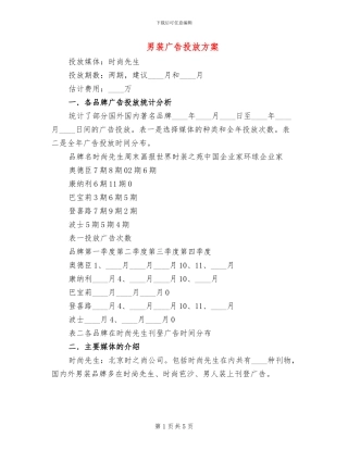 男装广告投放方案