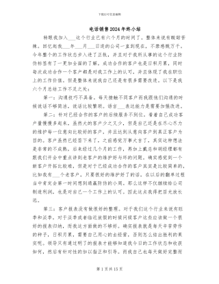 电话销售2024年终小结
