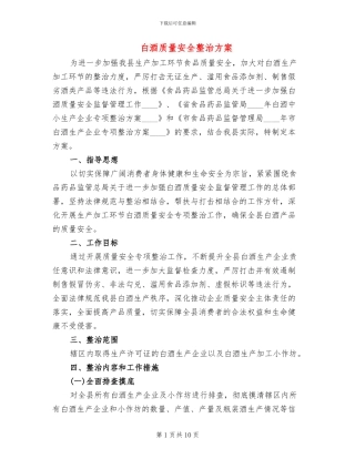 白酒质量安全整治方案