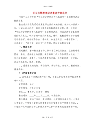 百日主题教育活动整改方案范文(2篇)