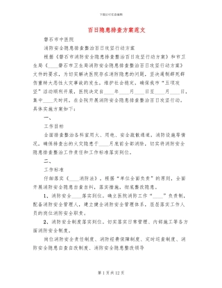 百日隐患排查方案范文(3篇)