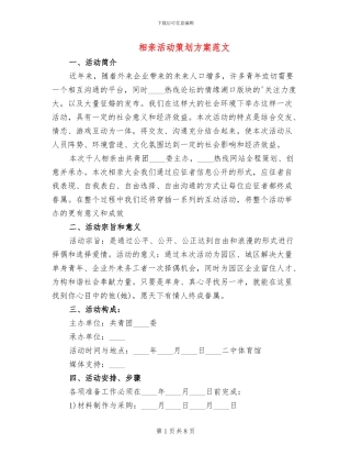 相亲活动策划方案范文