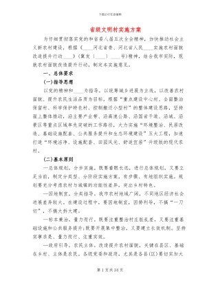 省级文明村实施方案