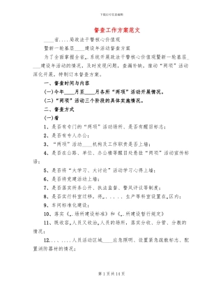 督查工作方案范文