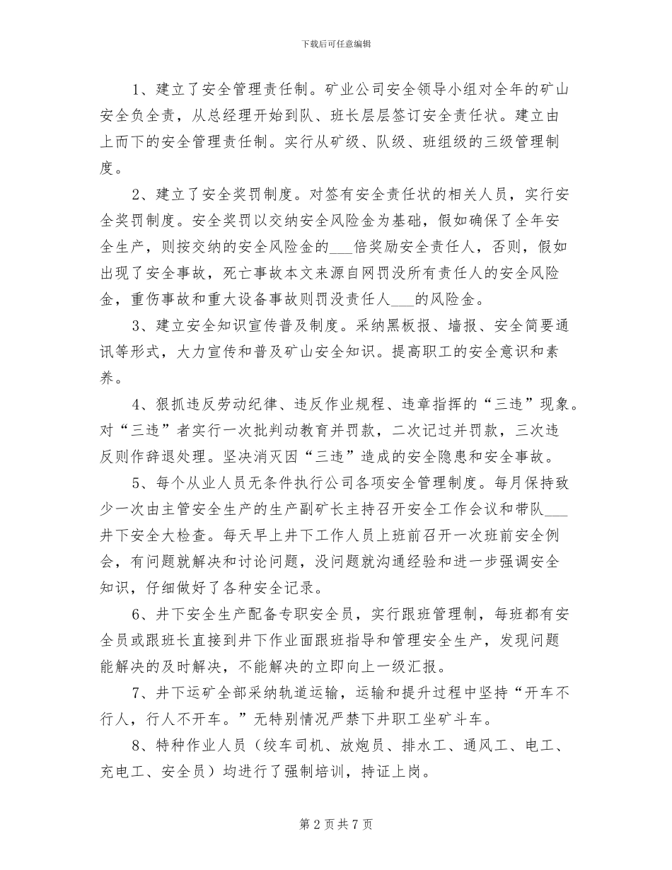 矿业公司2024年度工作小结_第2页