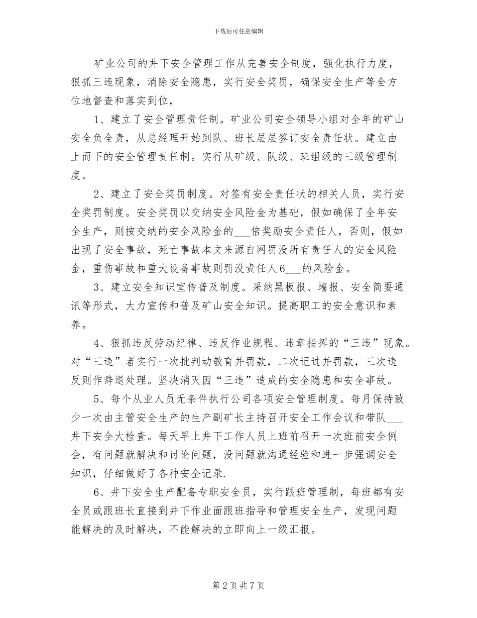 矿业公司2024年度安全工作总结_第2页