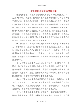 矿业集团公司对标管理方案