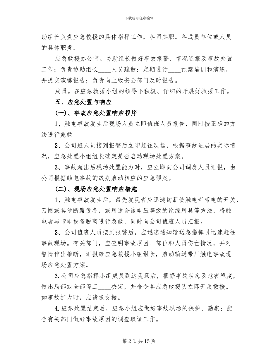 矿井停电事故现场应急处置方案范本_第2页