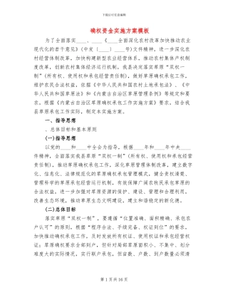 确权资金实施方案模板