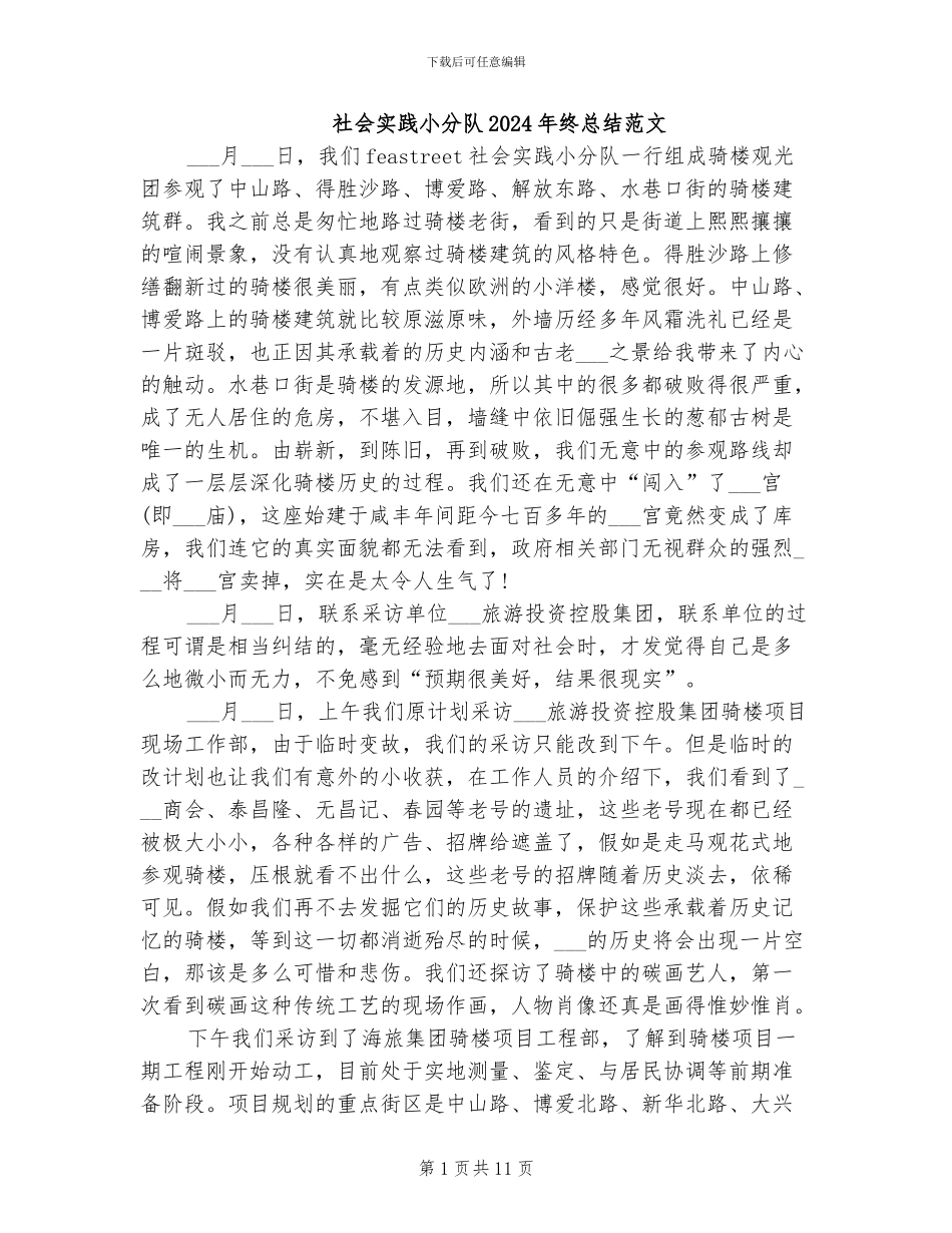 社会实践小分队2024年终总结范文_第1页