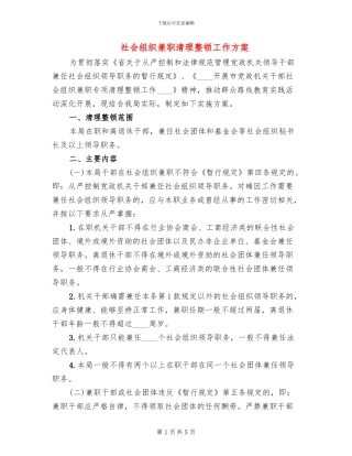 社会组织兼职清理整顿工作方案