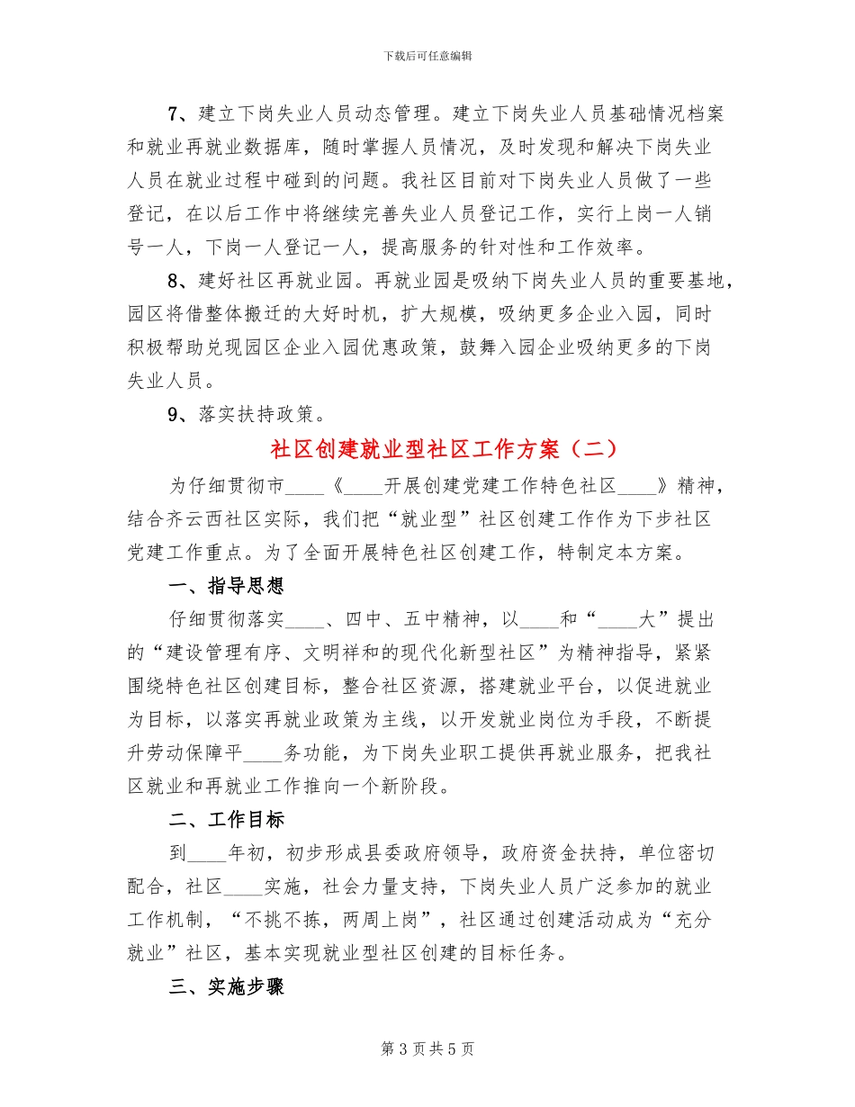 社区创建就业型社区工作方案_第3页