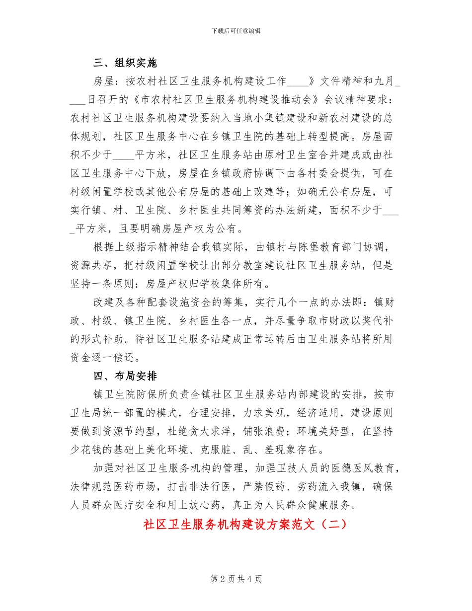 社区卫生服务机构建设方案范文_第2页