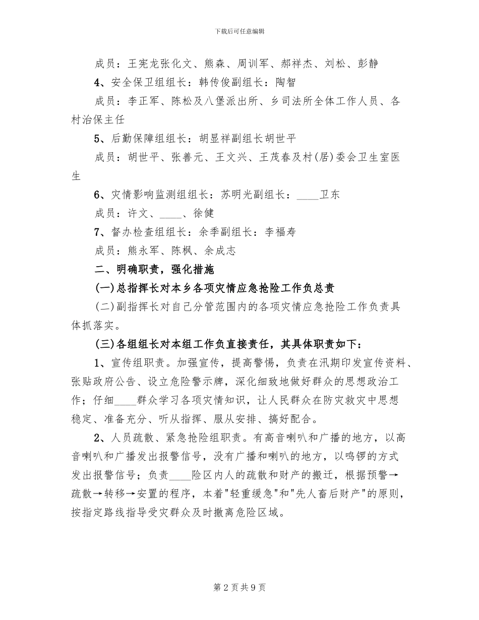 社区救灾减灾应急预案范本_第2页