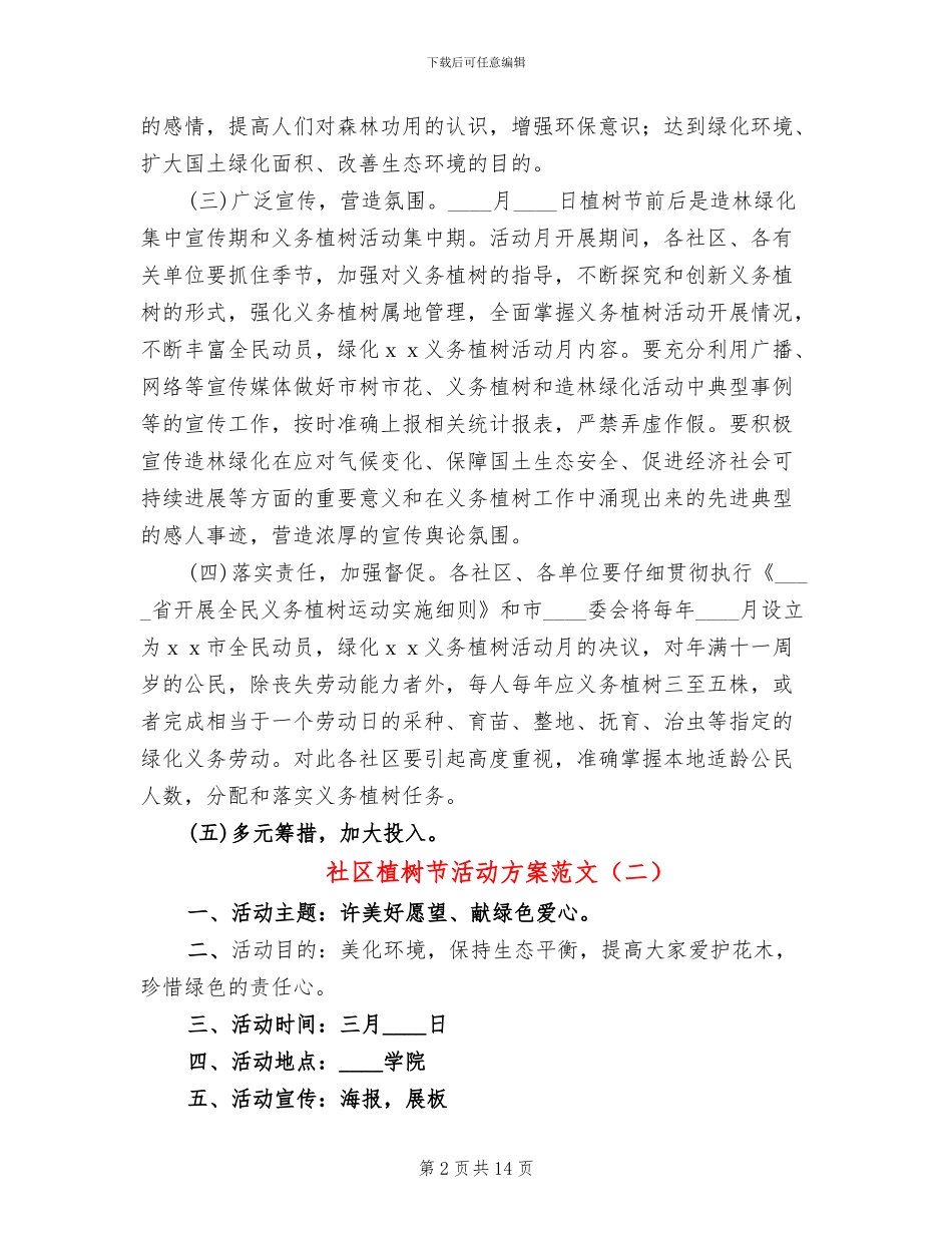 社区植树节活动方案范文(10篇)_第2页