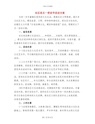社区迎五一劳动节活动方案