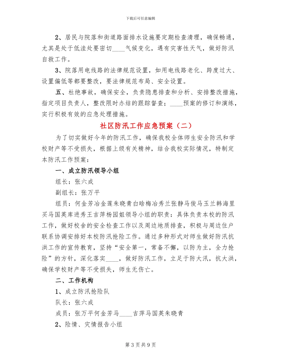 社区防汛工作应急预案(3篇)_第3页