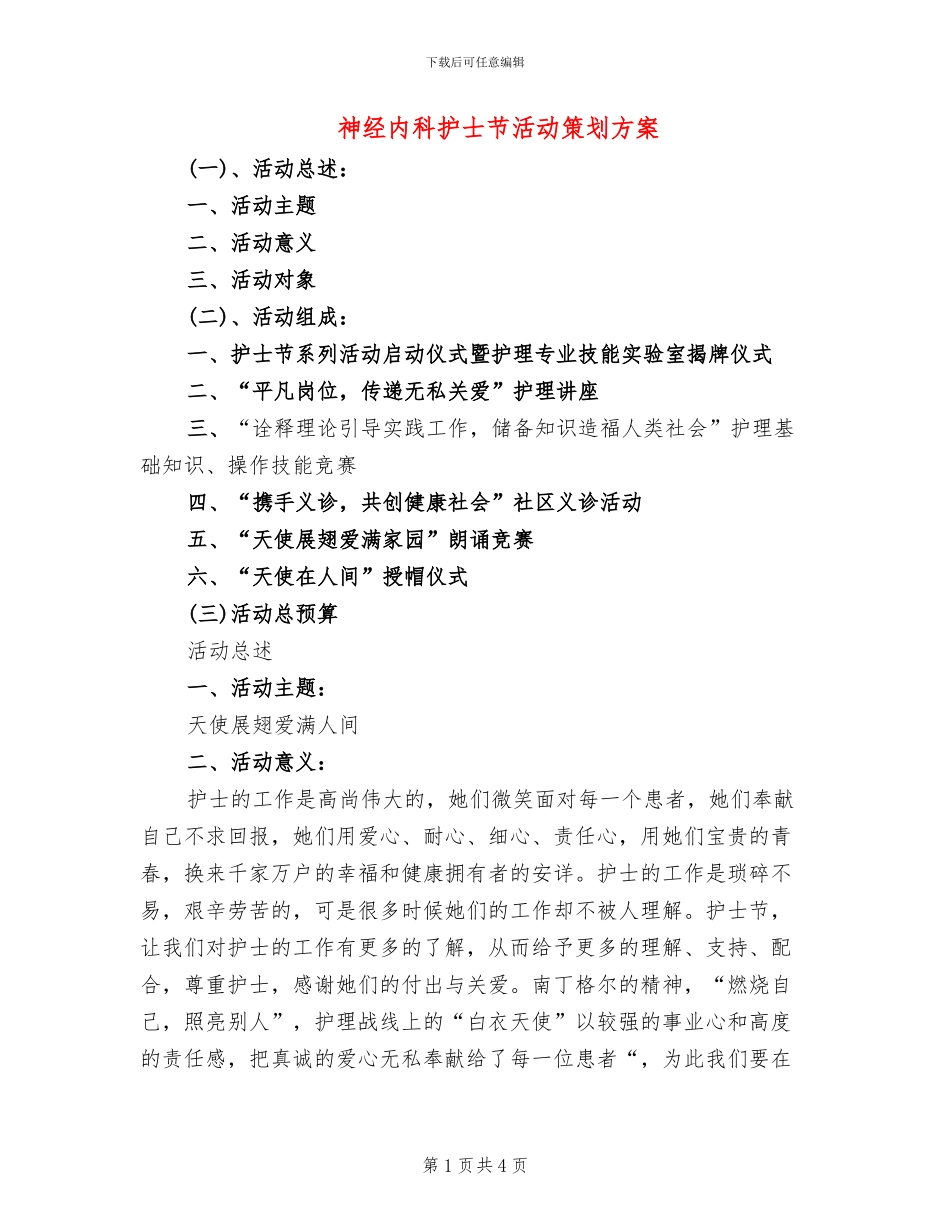 神经内科护士节活动策划方案_第1页