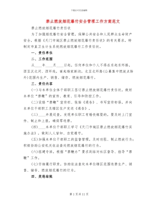禁止燃放烟花爆竹安全管理工作方案范文(3篇)