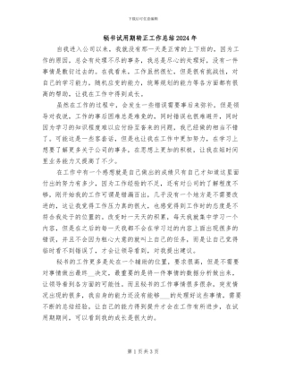 秘书试用期转正工作总结2024年
