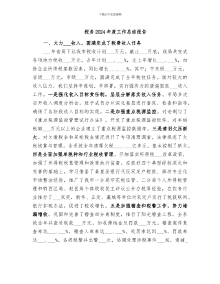 税务2024年度工作总结报告
