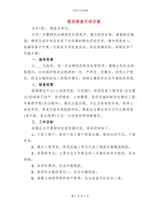 税收排查行动方案