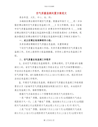 空气质量监测处置方案范文
