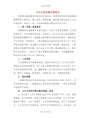 立行立改实施方案范文