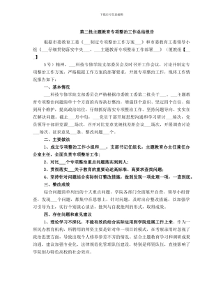第二批主题教育专项整治工作总结报告