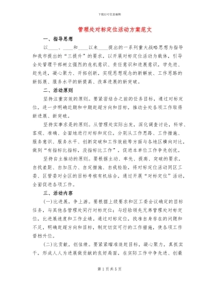 管理处对标定位活动方案范文