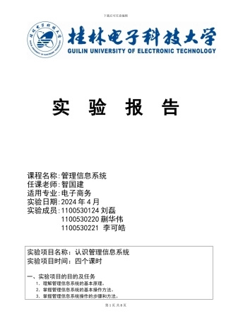 管理信息系统优秀实验报告