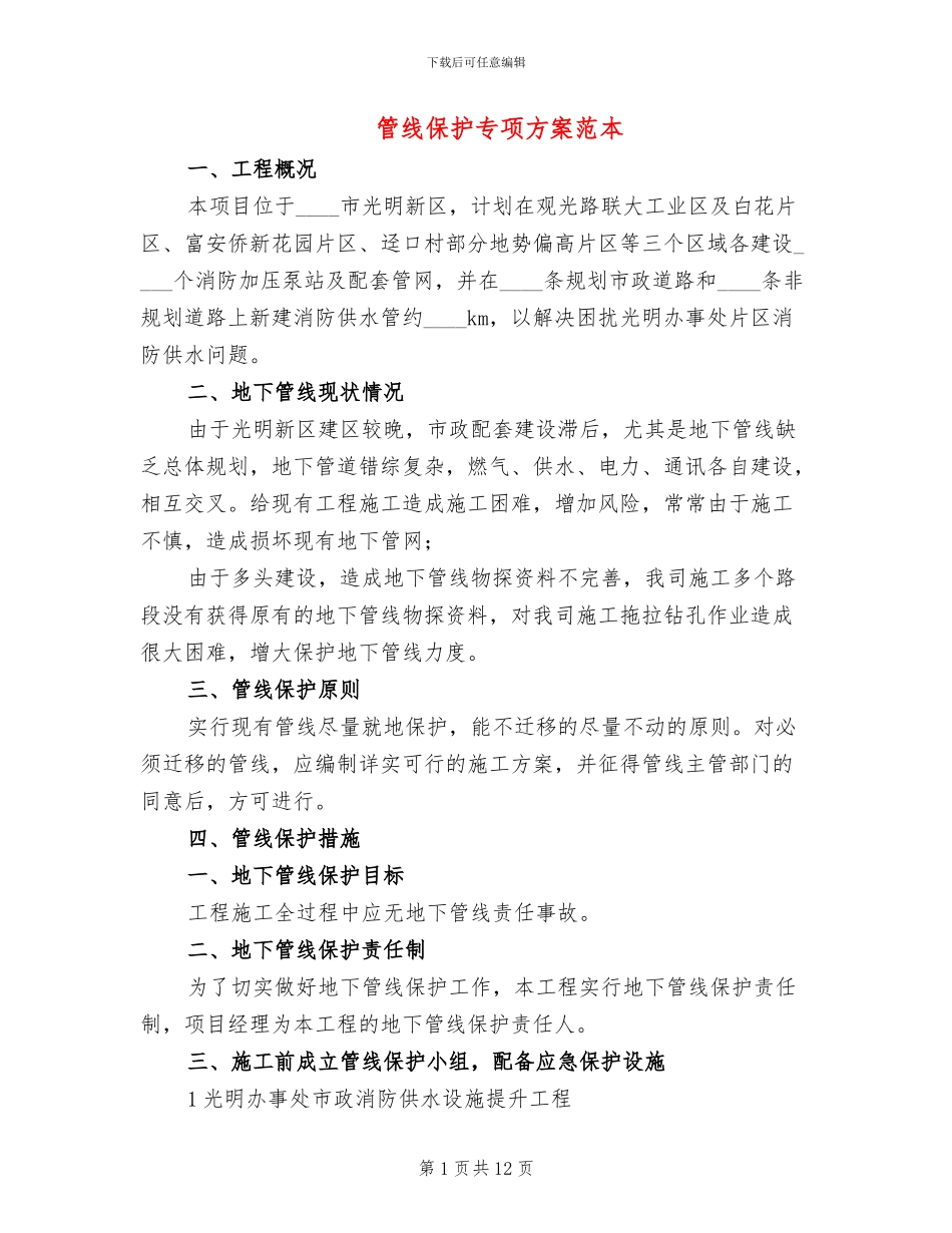 管线保护专项方案范本_第1页