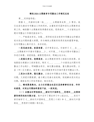 精选2024主题教育专项整治工作情况总结
