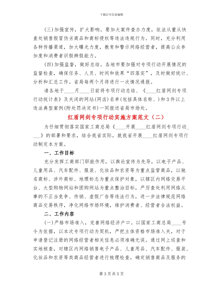 红盾网剑专项行动实施方案范文_第3页