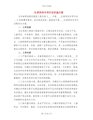 红盾网剑专项行动实施方案