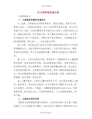 红大蒜种植实施方案