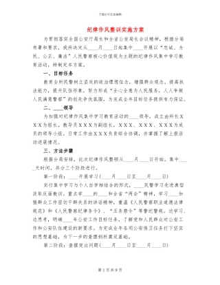 纪律作风整训实施方案(3篇)