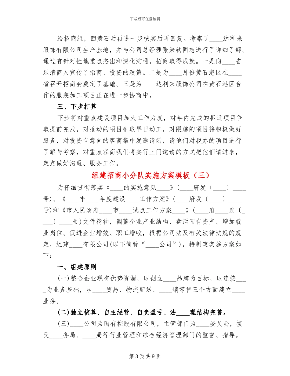 组建招商小分队实施方案模板_第3页