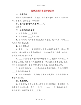 组建足球队策划方案范本