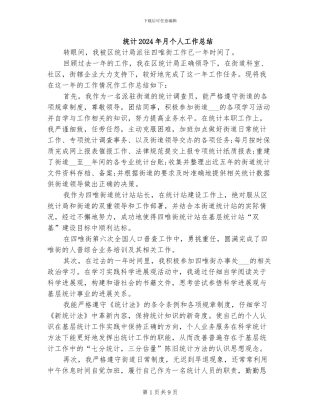 统计2024年月个人工作总结