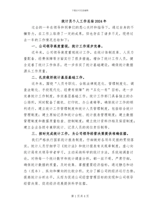 统计员个人工作总结2024年