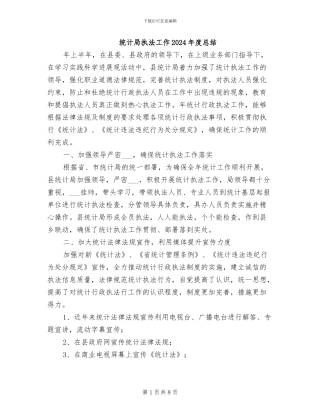 统计局执法工作2024年度总结