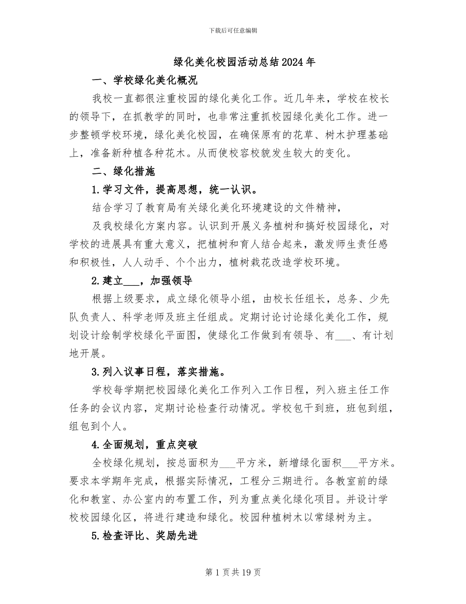 绿化美化校园活动总结2024年_第1页