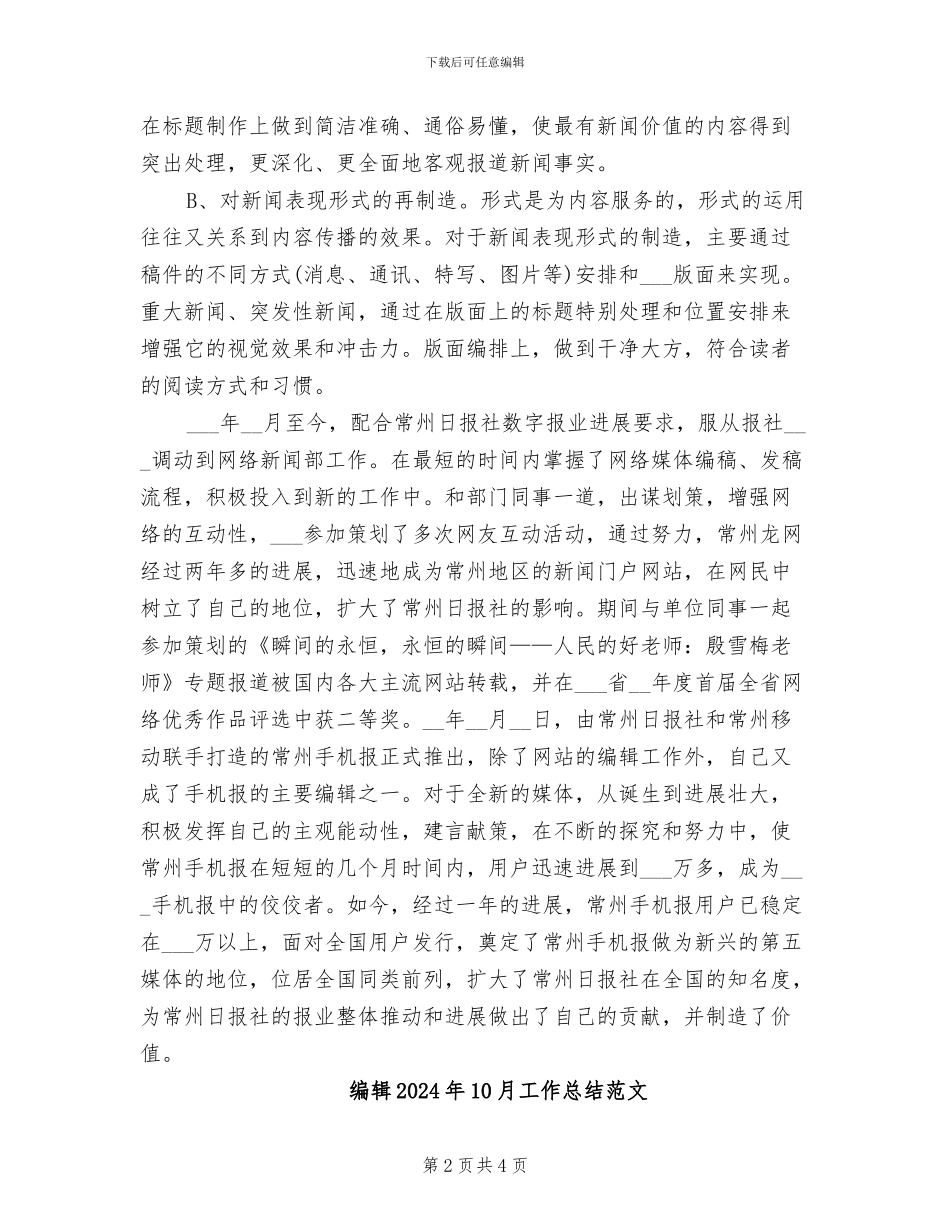编辑2024年10月工作总结_第2页