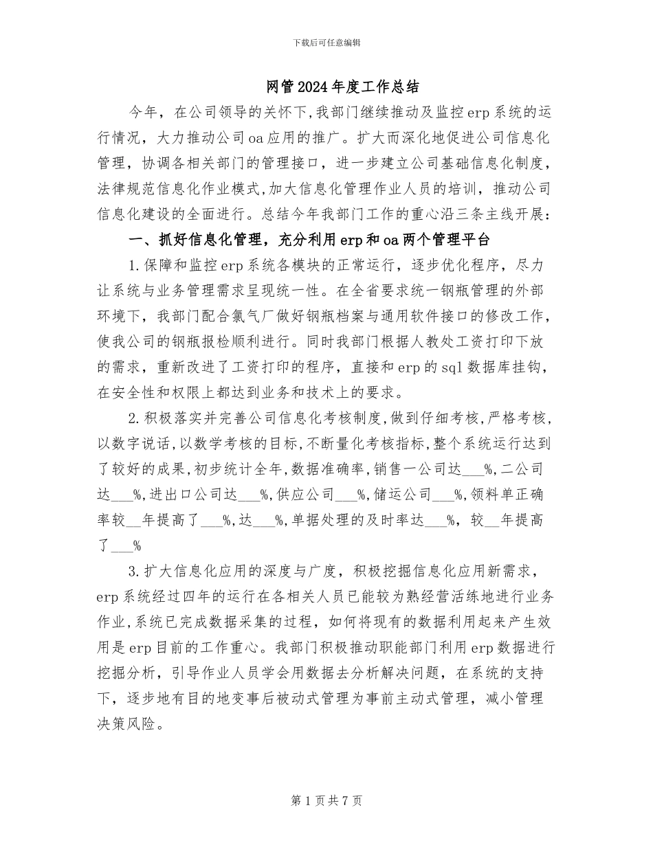 网管2024年度工作总结_第1页