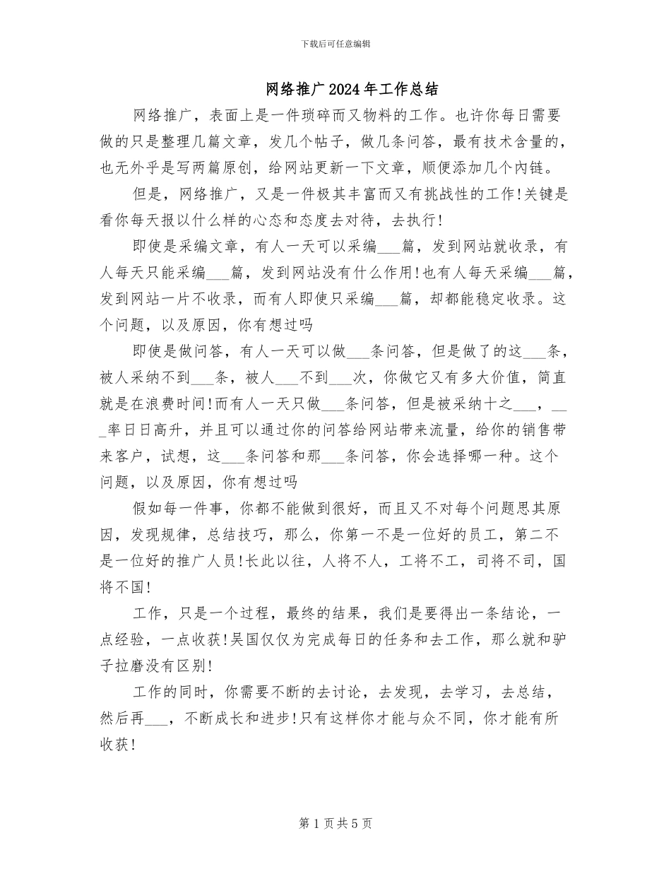 网络推广2024年工作总结_第1页