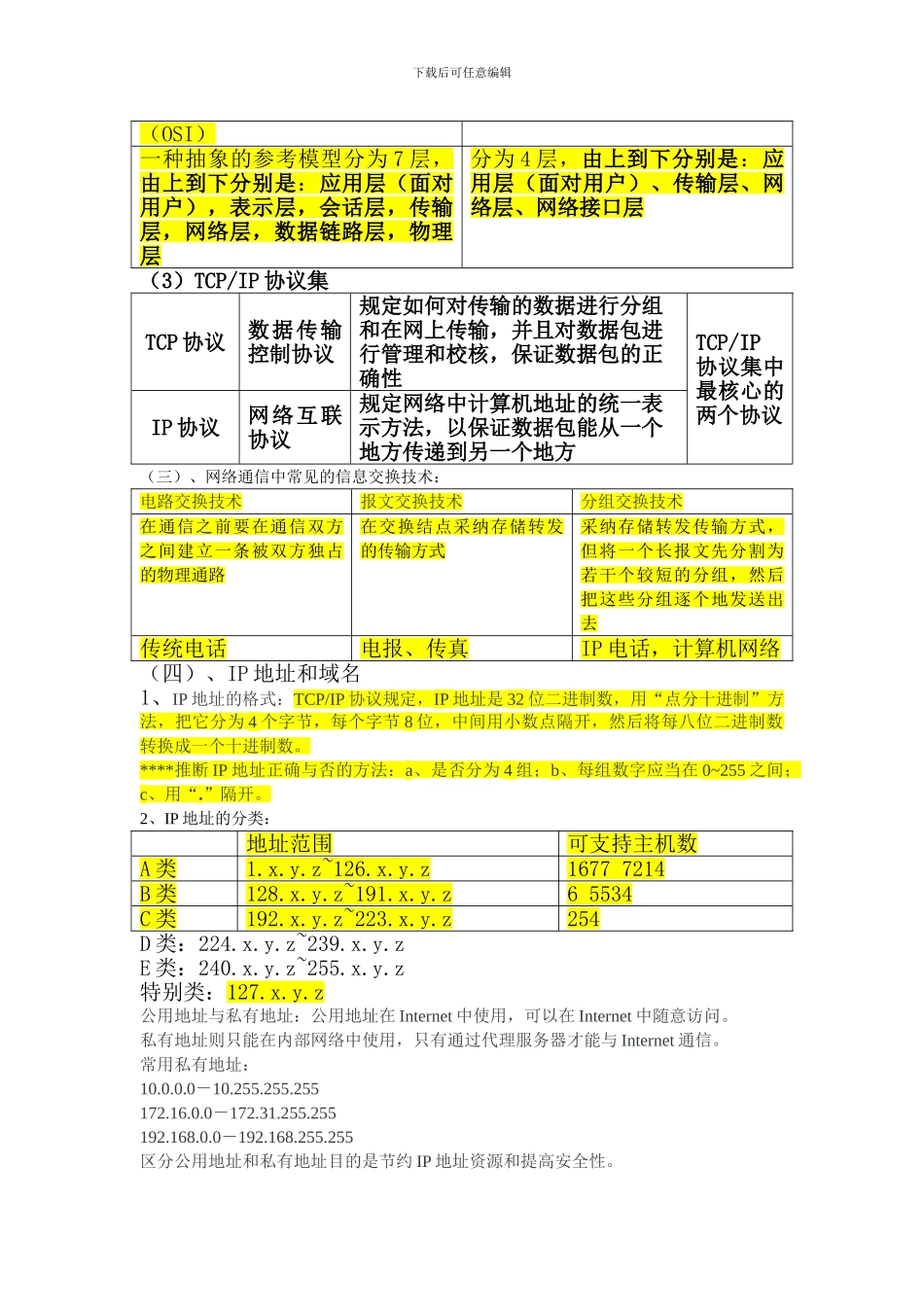 网络技术应用复习知识点_第3页