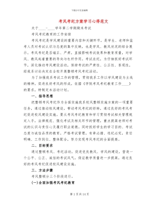 考风考纪方案学习心得范文(4篇)
