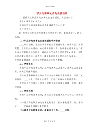 职业危害事故应急救援预案